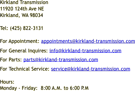 Kirkland Transmission 11920 124th Ave NE Kirkland,